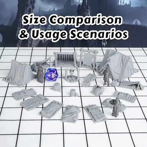 AUSPDICE 21pcs DND Camp Terrain Building Set Unpainted Miniatures for Dungeons and Dragons Warhammer and Tabletop RPG Games - Image 5