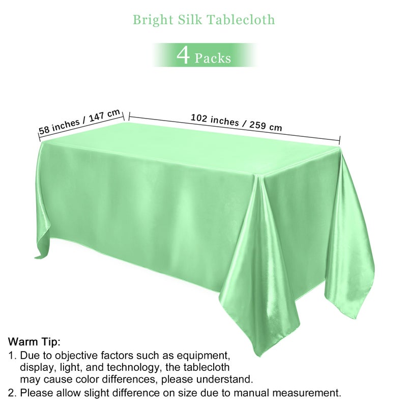 TURSTIN 4 Packs Pastel Rainbow Satin Tablecloth 102 x 58 Inch Overlay Satin Table Cover Rectangle Bright Silk Tablecloth Smooth Fabric Table Decoration for Wedding Banquet Party Events - Image 2