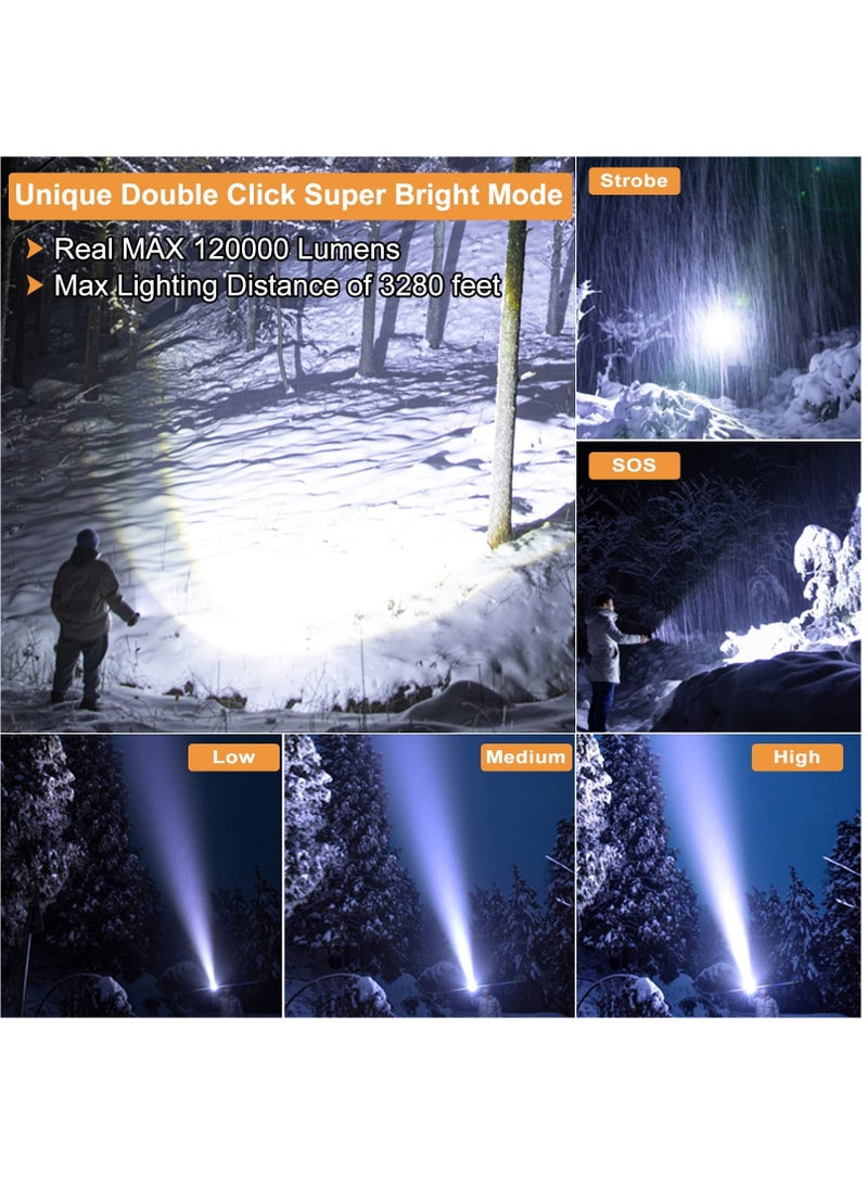 Flashlights High Lumens Rechargeable, 12000 Lumens Super Bright Led Flashlight with COB Work Light, Powerful Flash Light, High Powered Handheld Tactical Flashlights for Emergencies Camping Hiking Gift - Image 4