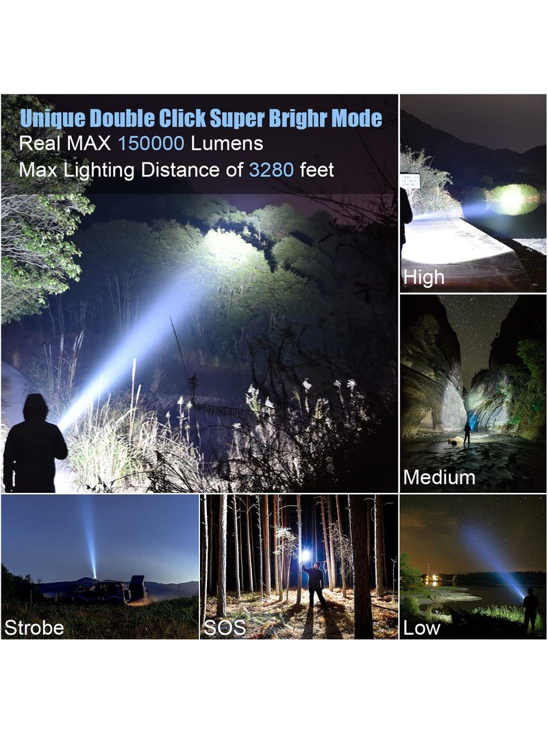 Flashlights High Lumens Rechargeable, 12000 Lumens Super Bright Led Flashlight with COB Work Light, Powerful Flash Light, High Powered Handheld Tactical Flashlights for Emergencies Camping Hiking Gift - Image 2