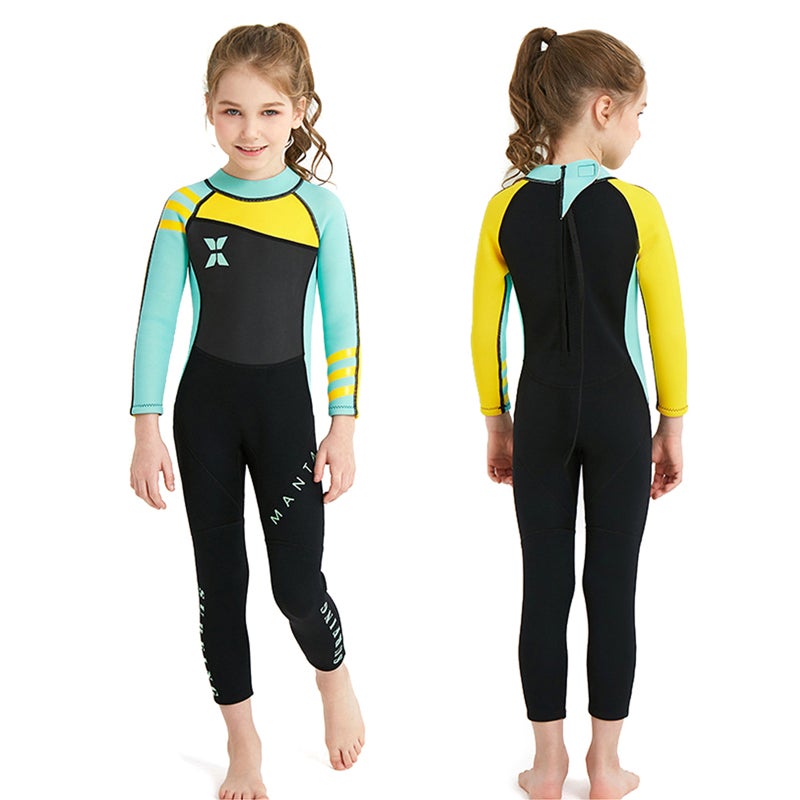 DIVE & SAIL Wet Suit For Kids: Grey Size L Circulation Lock Temperature Design Enhanced Warmth - High Adhesion Sticker Back Open Zipper Neoprene Swimsuit For Kids Swimming - Image 1
