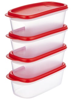 Tupperware Tupperware Plastic Smart Saver Storage Container Sets (4, 500 Ml), Red, Blue 