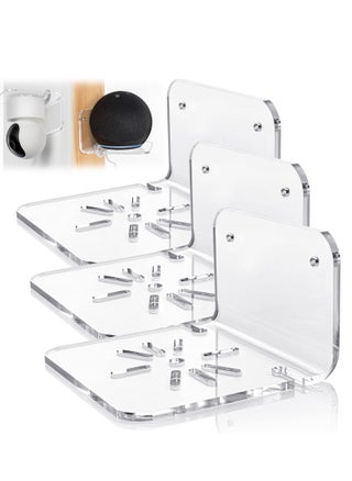Acrylic Small Wall Shelf Set of 3 for Security Cameras, Speakers, Baby Monitors & More - 4'' Universal Adhesive Shelf Easy to Install No Drill, with Cable Clips (Clear) - pzsku/Z55F5F7C83FE9FC90FBFAZ/45/_/1735802216/806be930-cf50-48a6-b5d8-9def19ae1f1e