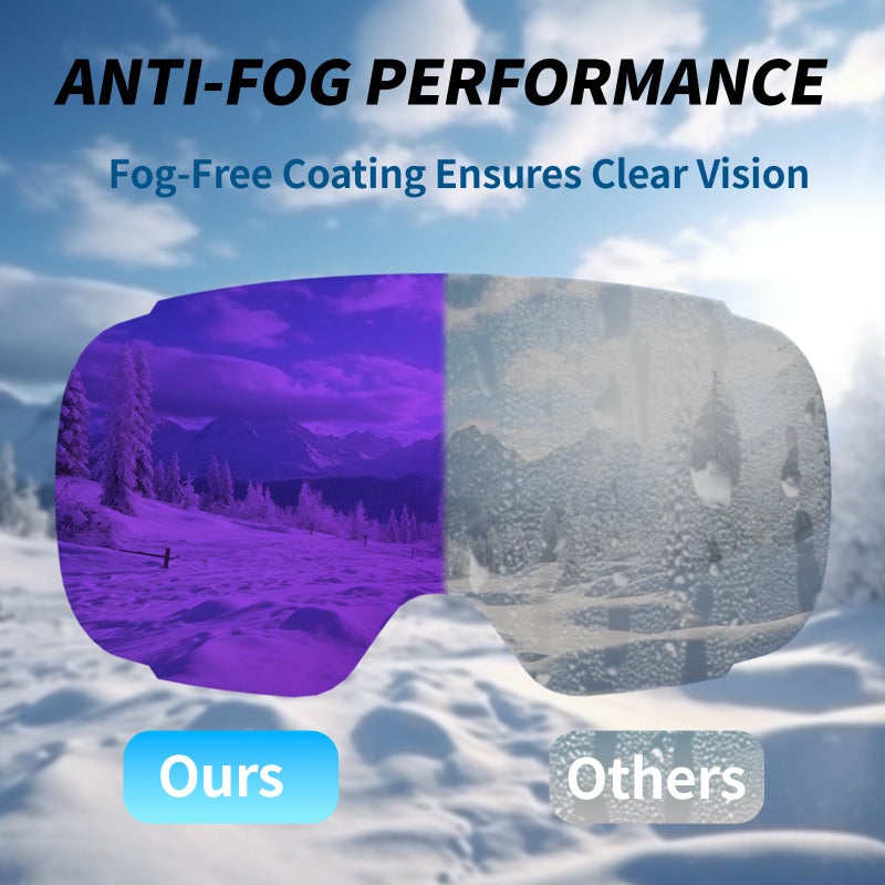 Veltuno Ski Goggles For Men Women Adult & Youth  Otg Snowboard Goggles Anti Fog  Snow Goggles Uv Protection Wide Vision (Black Frame/Revo Purple Lens (Vlt 14.7%)) - Image 2