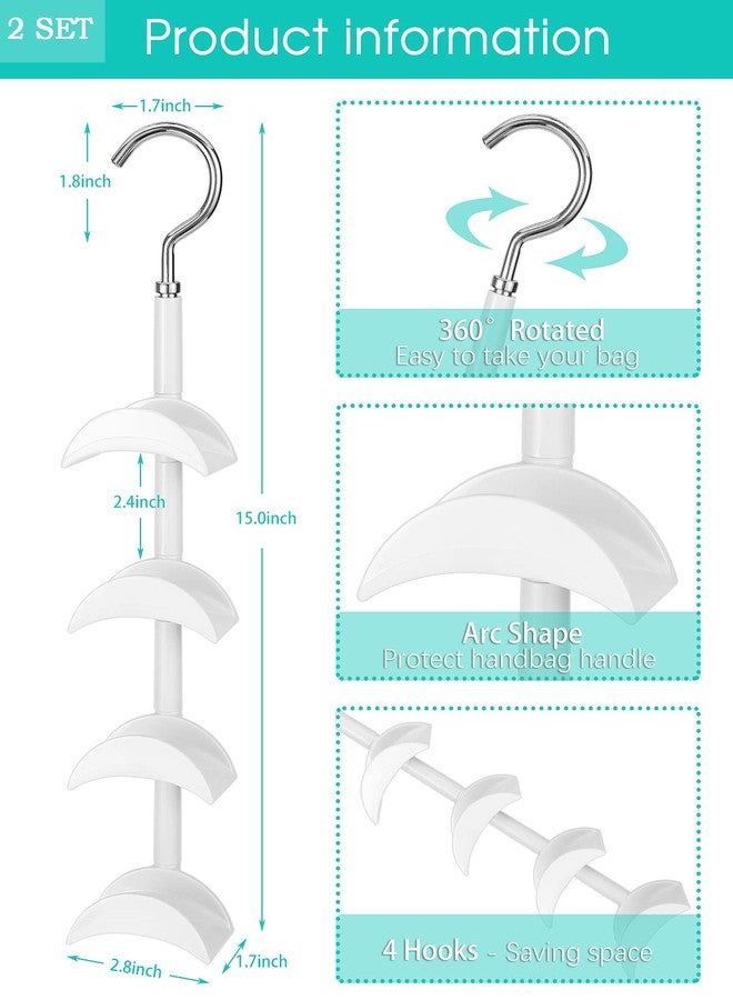 CINPIUK Purse Hanger for Closet - Rotating Handbag Hanging Hook Bag Storage Space Saver with 4 Hooks, Hanging Organizer for Scarf Handbag Belt, 2 PCS - Image 4