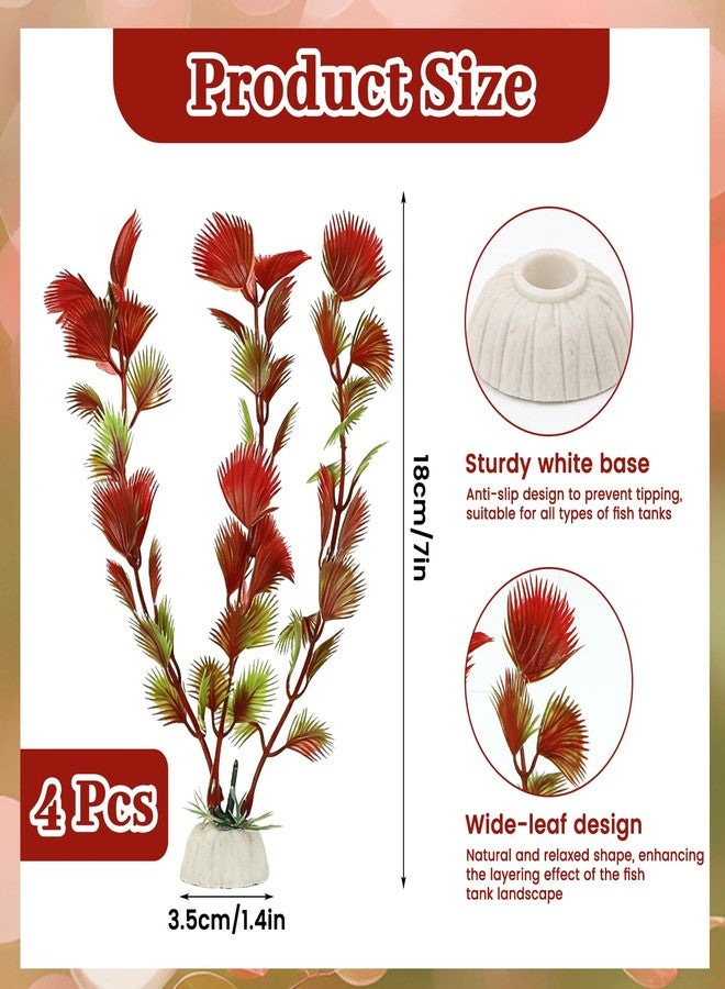 ROLYTA 4 Pack Red Aquarium Ornament Set, Artificial Plastic Decor with Weighted Base for Fish Tank Aesthetic Enhancement - Image 3