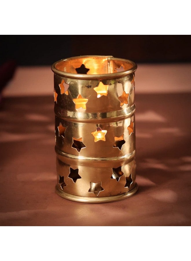 Servdharm Brass Star Jali Cover Lids For Diya And Tealight (Large), Gold - Image 2