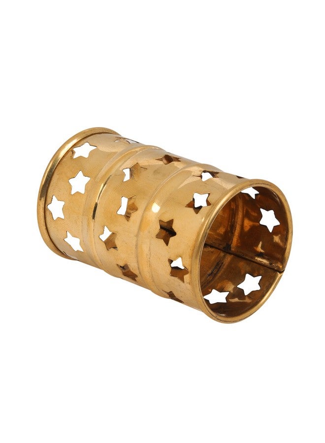 Servdharm Brass Star Jali Cover Lids For Diya And Tealight (Large), Gold - Image 3