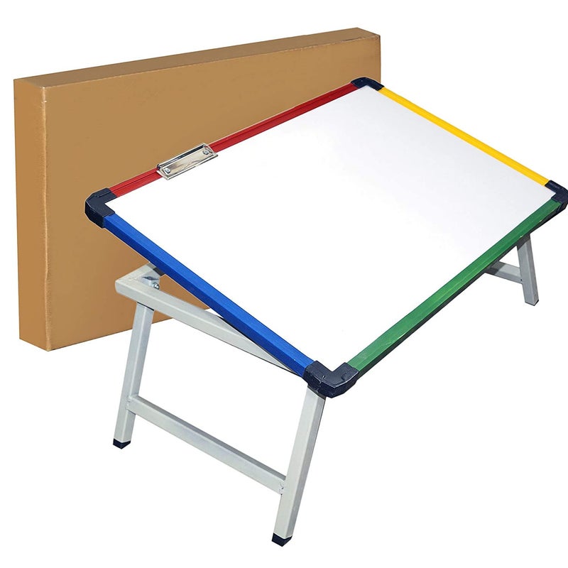 Nexat Nexat Multipurpose Writing Study Table Adjustable Whiteboard Table for Kids Foldable Laptop Desk Bed Tray for Home 61 x 405 x 24 cm White C Whitea Metal  - Image 1