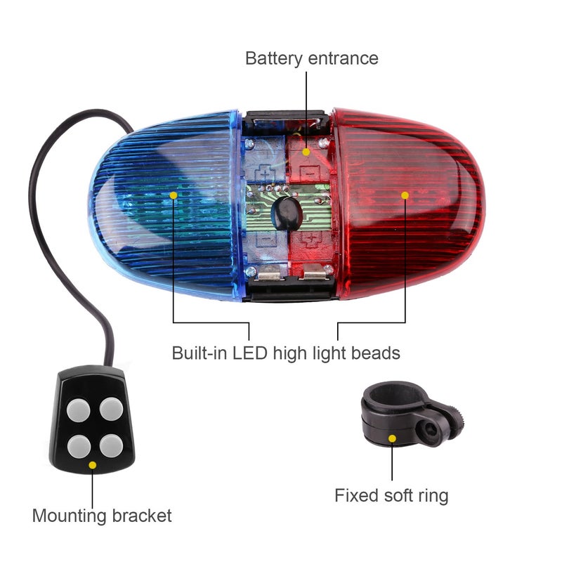 Oumers Kids Bike Police Sound Light - Oumers Electronic Horn Bike LED Light, Christmas Birthday Gift New Year Present for Your Children (Batteries Not Included) - Image 4