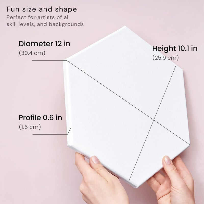 ARTEZA Hexagonal Stretched Canvas, 6 Inch Side, Pack of 9, Blank White Canvas Boards for Acrylic, Oil and Gouache Painting - Image 3