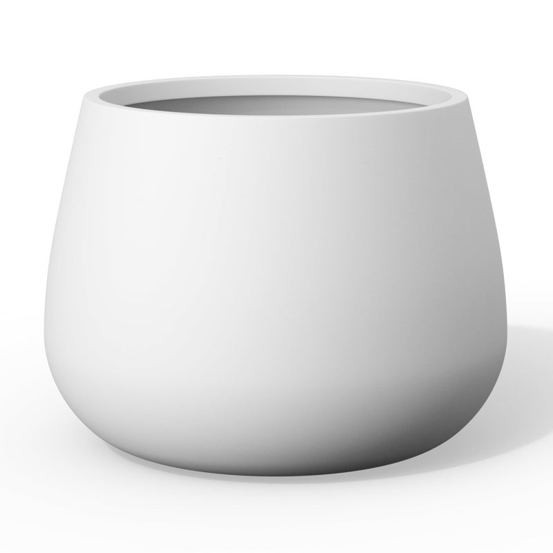 Kante 14.8" Dia Round Concrete Planter, Curva Style Garden Pot with Drainage Hole for Indoor & Outdoor Plants, Ideal for Tree, Flowers, Shurbs, White - Image 1