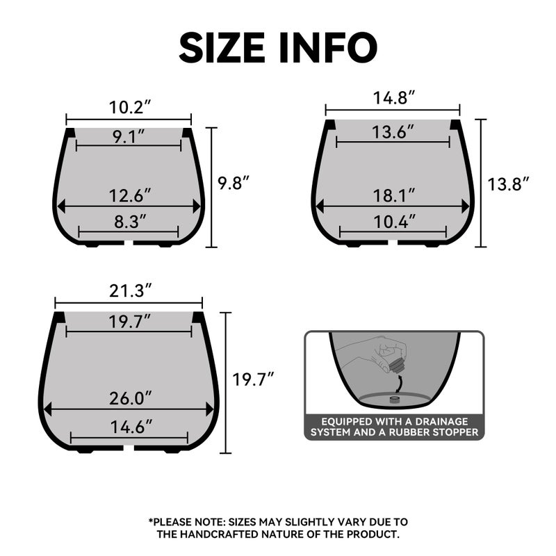 Kante 14.8" Dia Round Concrete Planter, Curva Style Garden Pot with Drainage Hole for Indoor & Outdoor Plants, Ideal for Tree, Flowers, Shurbs, White - Image 2