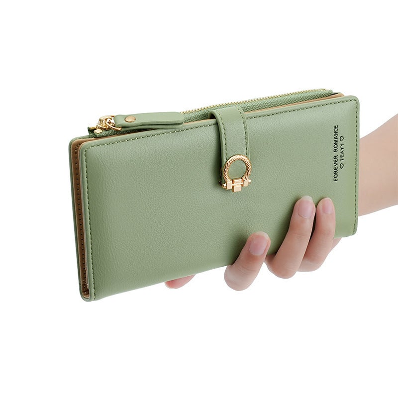 Multifunctional Solid Color PU Leather Wallet, RFID Blocking Design Portable Daily Storage Purse for Cards Cash Coin Business Use - Image 1