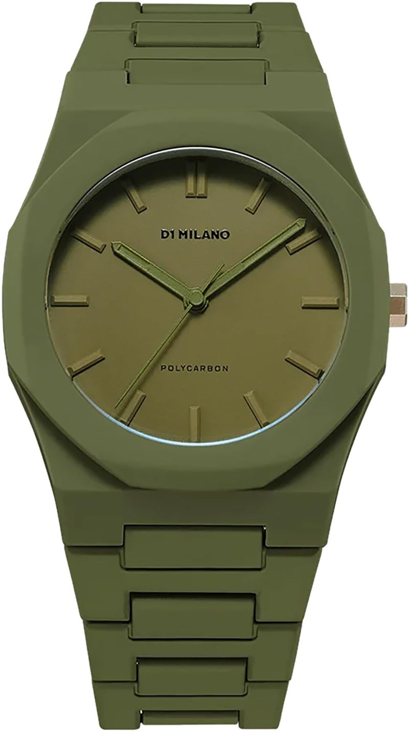D1 Milano Polycarbon Unisex Luxury Watch, Polycarbonate Quartz Movement, Polycarbonate Strap, 50M Water Resistant Timepiece, Green Dial, 2 Years Warranty - PCBJ22 - Image 4