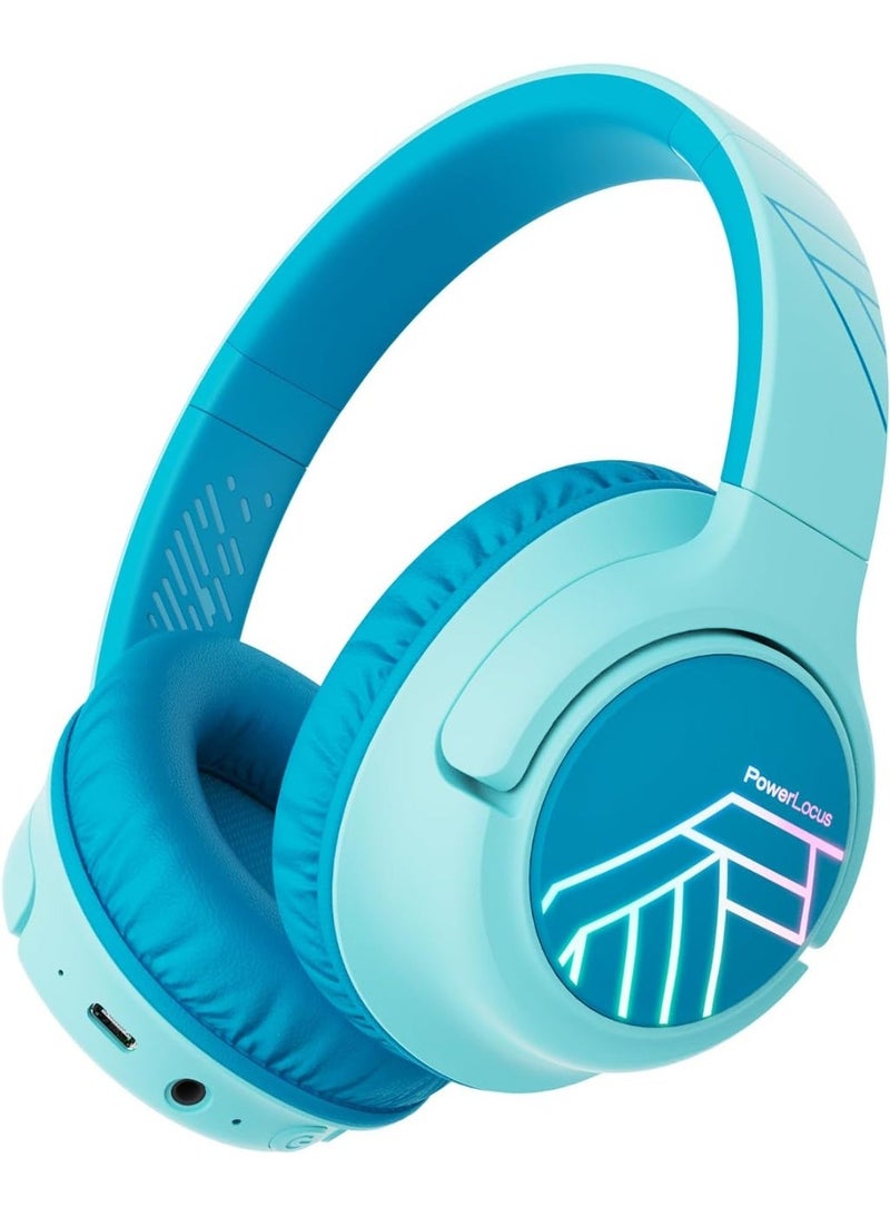 PowerLocus Kids Wireless Headphones, Bluetooth Kids Headphones LED Lights Over Ear with 74/85/94dB Volume Limited, 45H Playtime,Built-in Mic, Two Device Share Mode, HD Stereo for Travel/PC/Tablet - Image 1