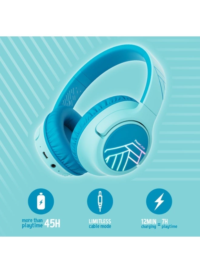 PowerLocus Kids Wireless Headphones, Bluetooth Kids Headphones LED Lights Over Ear with 74/85/94dB Volume Limited, 45H Playtime,Built-in Mic, Two Device Share Mode, HD Stereo for Travel/PC/Tablet - Image 2