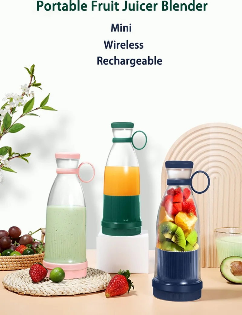 Hane216 Portable Mini Fast Blender 420 ml Juicer Cup, Rechargeable, Smoothie Milkshake Juice - Smoothie Blender