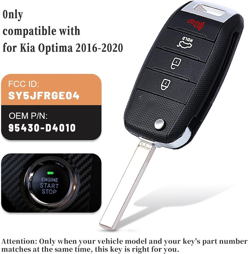 Keyecu Replacement Smart Remote Car Key Fob for Kia Optima 2016-2020 - 4 Buttons, 433MHz - Image 3