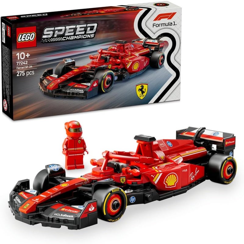 LEGO Speed Champions Ferrari SF-24 F1 Race Car Toy with a Collectible Formula 1 Driver Minifigure - Model Kits for 10+ Year Old Boys & Girls or Adult Motorsport Fans 77242 - Image 1