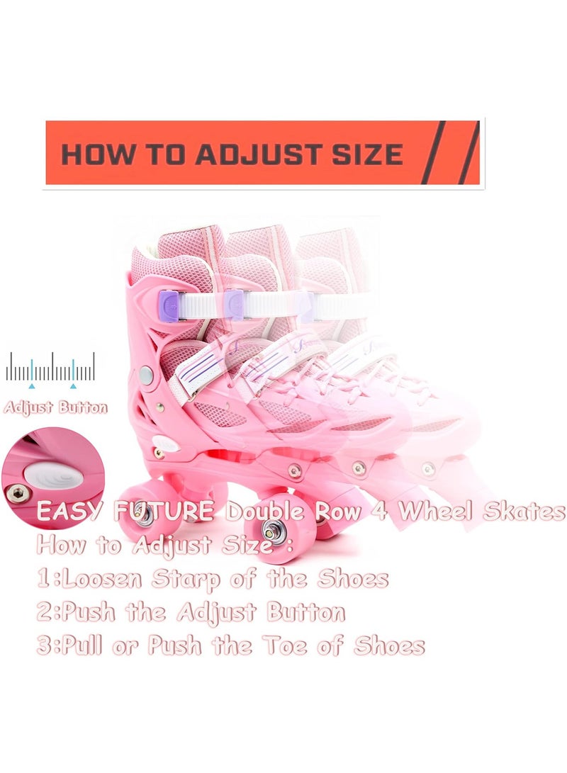 Generic Roller Skates Shoes with double rows 4 Wheels Adjustable Shoe Size AREA for Boys and Girls Comfort Fit Double Roller Skates with Safety Brakes - Image 5