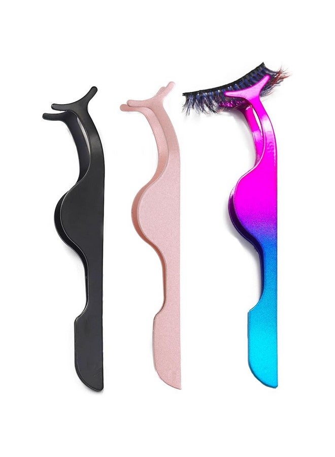 إيتشياي ملاقط الرموش الاحترافية لتطويل الرموش، 3 قطع أداة إزالة الرموش الصناعية، مشبك من الفولاذ المقاوم للصدأ (أسود شامبانيا أرجواني، ألوان متنوعة) - Image 1