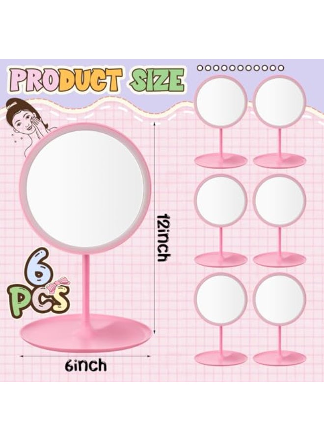 DoubleFill 6 Pcs Spa Party Mirror Spa Party Supplies Sleepover Favors Accessory Make up Table Mirror for Sleepover Slumber Birthday Favors Adult Women GiftPink - Image 3