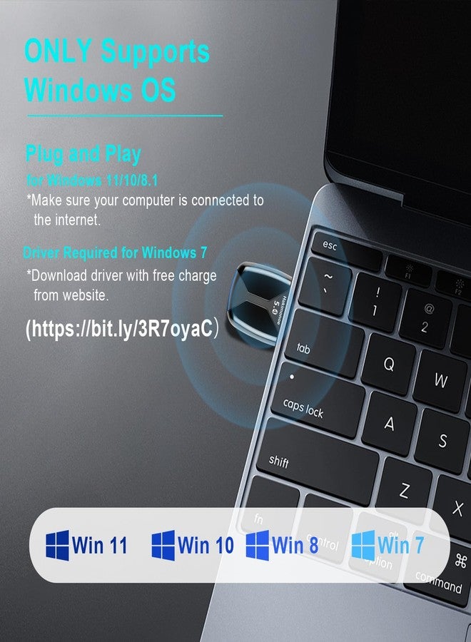 Hakimonoe Upgraded USB Bluetooth 5.4 Adapter for PC, Wireless USB Dongle for Laptop Desktop Windows 11 10 8.1 7, Plug n Play Bluetooth Headphones Headset Speaker Mouse Keyboard Printer Controller - Image 3