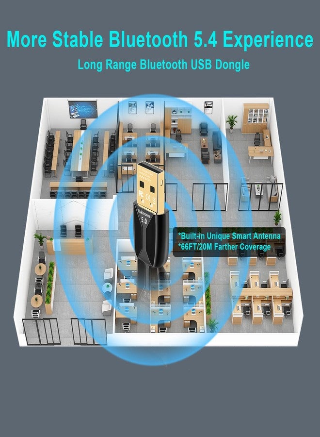 Hakimonoe Upgraded USB Bluetooth 5.4 Adapter for PC, Wireless USB Dongle for Laptop Desktop Windows 11 10 8.1 7, Plug n Play Bluetooth Headphones Headset Speaker Mouse Keyboard Printer Controller - Image 5