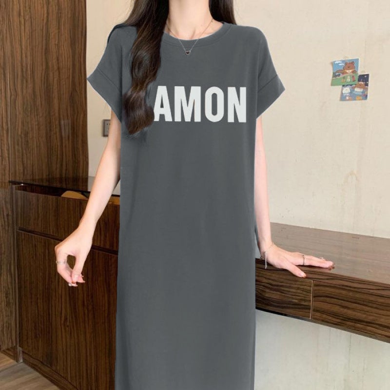 Women's Long Short  Sleeve Tee Dress - Image 1