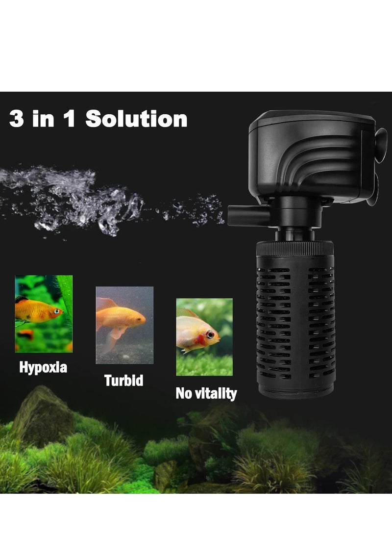 Silent Aquarium Filter, Biochemical Filtration, Oxygen Enhancer, Clean Water, Air Pump, Make Waves ,Easy Clean, Ideal for 80~120L Tanks (15W-800L/H, Black) - Image 5