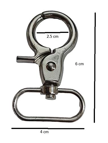 Asiatic Asiatic Trigger Snap Hook Metal Swivel Lobster Clasps Purse Bag Clips Buckle 4 cm Length 6 cm Silver Also Used for DIY Items and Crafts Pack of 2 10 20 50 100 2  - Image 3