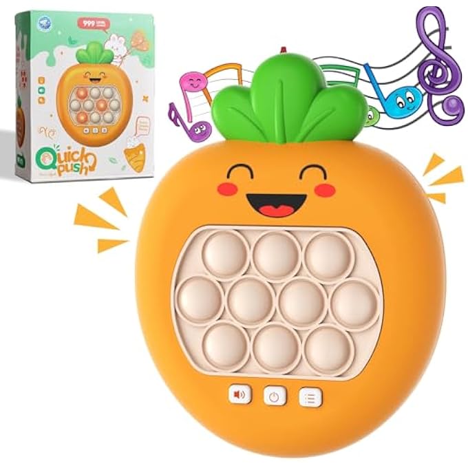 UPGRADED FAST PUSH GAME, LIGHT UP POP FIDGET TOY GAME FOR GIRLS AND BOYS AGES 3-12 BUBBLE STRESS RELIEF HANDHELD GAME SENSORY TOYS FOR KIDS WITH 4 MODES FOR EDUCATIONAL AND MEMORY GROWTH (ORANGE) - Image 1