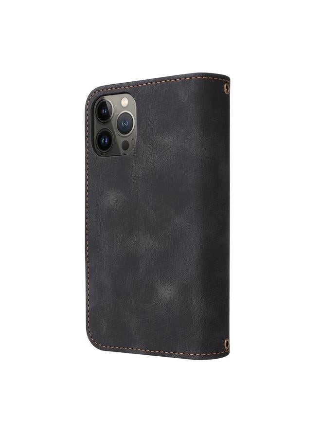 زبون جراب لهاتف iPhone 13 متعدد الوظائف مزود بفتحة للبطاقات وسحاب ومحفظة جلدية قابلة للطي - Image 3