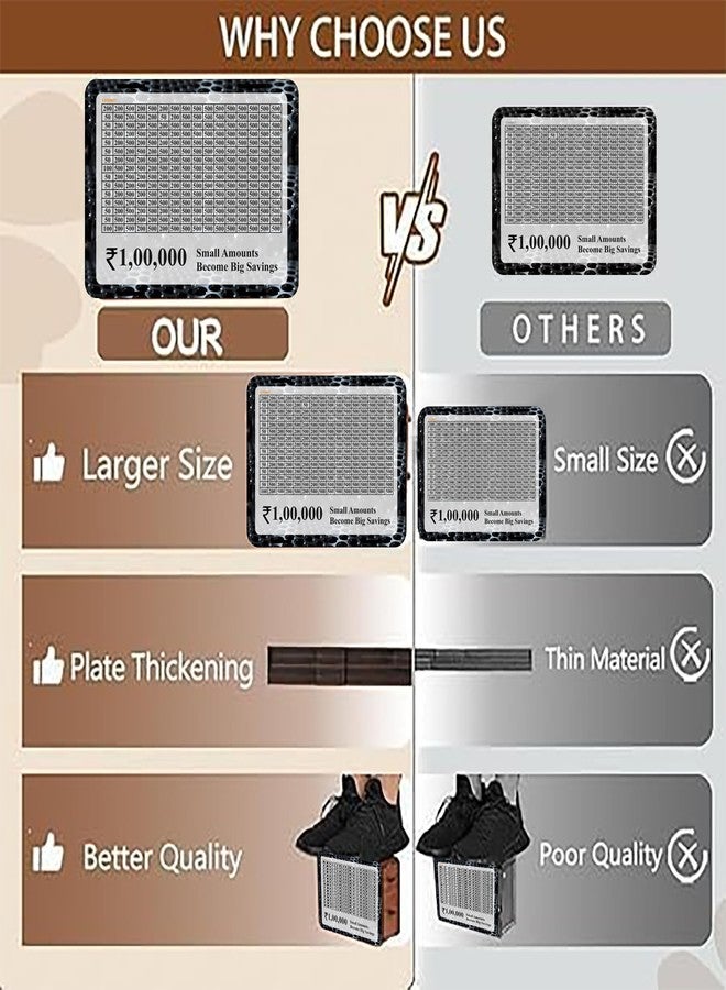 EXO DECOR حصالة نقود خشبية للأطفال والكبار، صندوق عملات، صندوق توفير، حصالة صغيرة، صندوق تبرعات، صندوق نقود ذكي، صندوق عملات خشبي، موفر للمال، حصالة نقود بأرقام_EDMB006 (EDMB027) - Image 3
