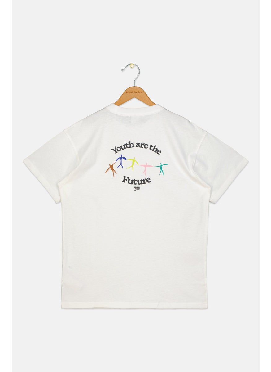 PUMA Kids Boy Graphic Print Outdoor T-Shirt, White  - Image 2