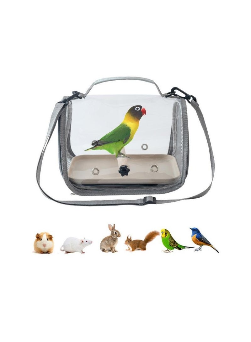 Bird Travel Carrier with Standing Perch and Tray,Breathable Collapsible Small Bird Carrier Travel Bag for Parrot Parakeet Small Animals for travel hiking Camping (NB108-Grey) - Image 1