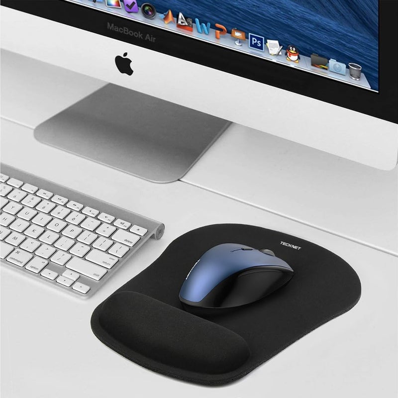 TECKNET Mouse Pad with Wrist Support, Ergonomic Gaming Mouse Pad Pain Relief, Portable Comfortable Mousepad for Computer, Laptop, Office, Home and Travel, Non-Slip Base, Waterproof Surface, Black - Image 2