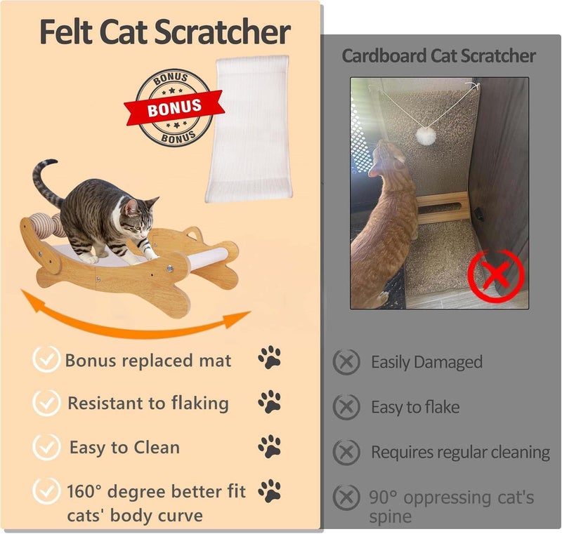 FUNACAY Cat Scratch Pad with Replacement Scratching Felt, Large Cat Scratcher Bed Hammock Lounge for Scratching Pad, Protects Furniture,Kittens Gifts - Image 2