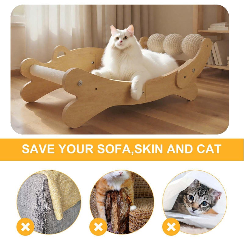 FUNACAY Cat Scratch Pad with Replacement Scratching Felt, Large Cat Scratcher Bed Hammock Lounge for Scratching Pad, Protects Furniture,Kittens Gifts - Image 5
