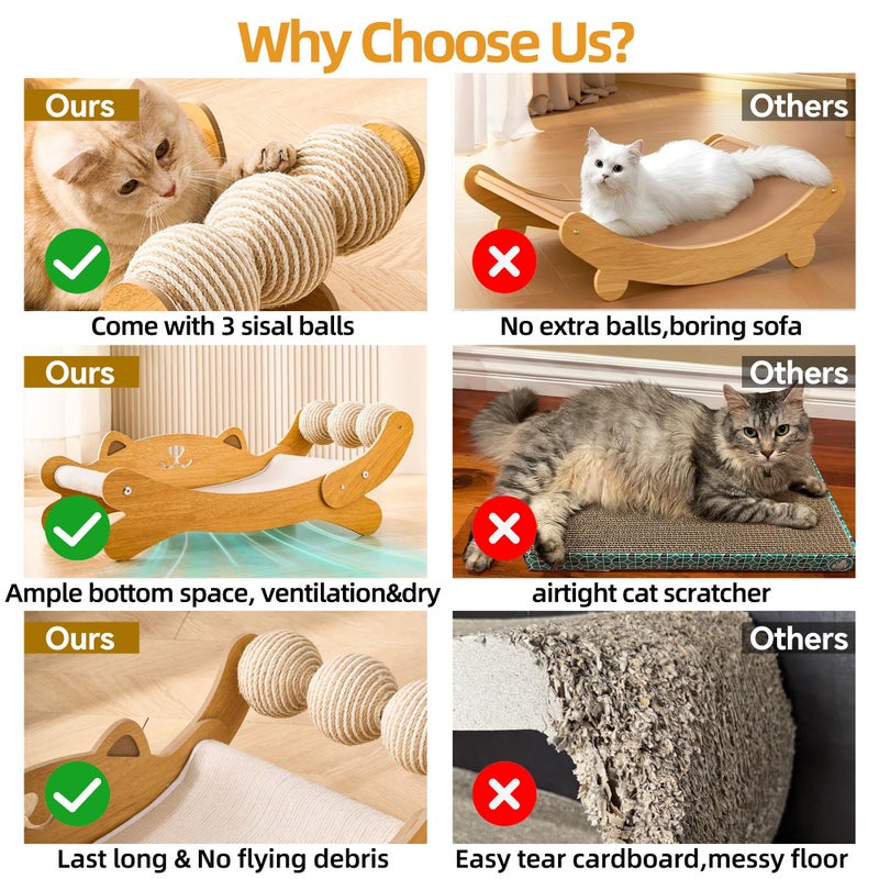 FUNACAY Cat Scratch Pad with Replacement Scratching Felt, Large Cat Scratcher Bed Hammock Lounge for Scratching Pad, Protects Furniture,Kittens Gifts - Image 4