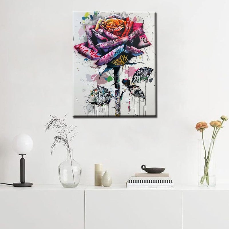 Tucocoo Street Graffiti Rose Paint by Number for Adults Beginner Students Pastel Colors Paint by Numbers for Adults Kits Acrylic Paint Suitable for Living Room 16x20Without Frame - Image 2
