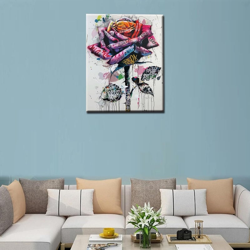 Tucocoo Street Graffiti Rose Paint by Number for Adults Beginner Students Pastel Colors Paint by Numbers for Adults Kits Acrylic Paint Suitable for Living Room 16x20Without Frame - Image 3