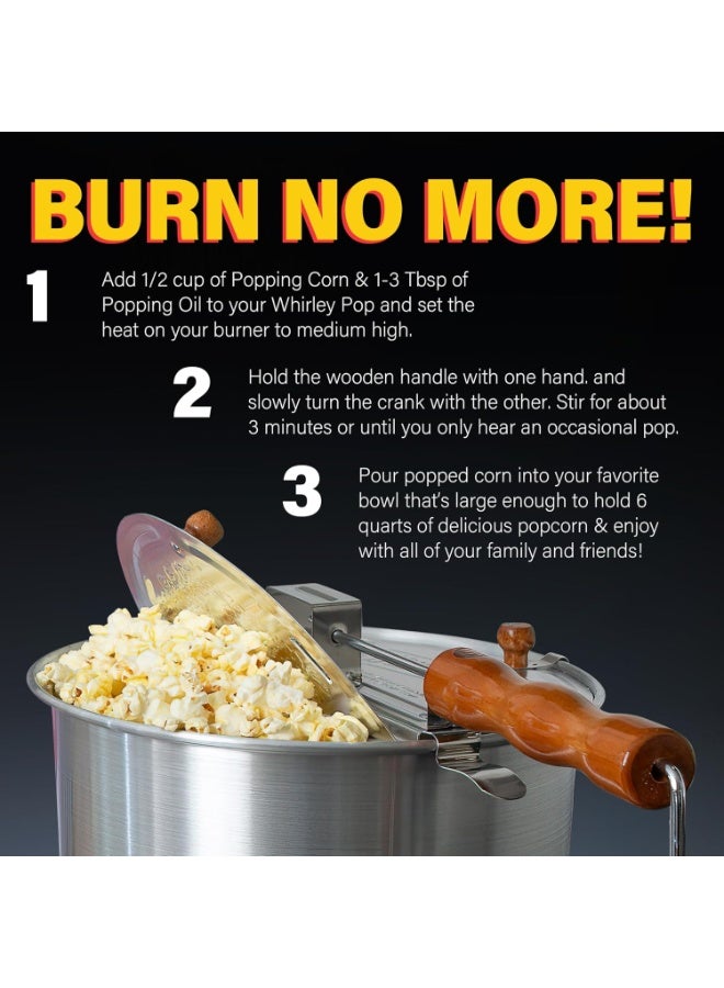 Wabash Valley Farms Original Whirley Pop Popcorn Maker - 6 Quart Stovetop Popcorn Popper With Four Popping Kits, Aluminum Popcorn Pot With Metal Gears, Wabash Valley Farms Stove Top Popcorn Maker, Popcorn Pan (Silver) - Image 3