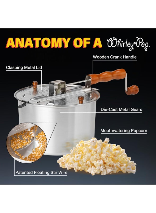Wabash Valley Farms Original Whirley Pop Popcorn Maker - 6 Quart Stovetop Popcorn Popper With Four Popping Kits, Aluminum Popcorn Pot With Metal Gears, Wabash Valley Farms Stove Top Popcorn Maker, Popcorn Pan (Silver) - Image 4