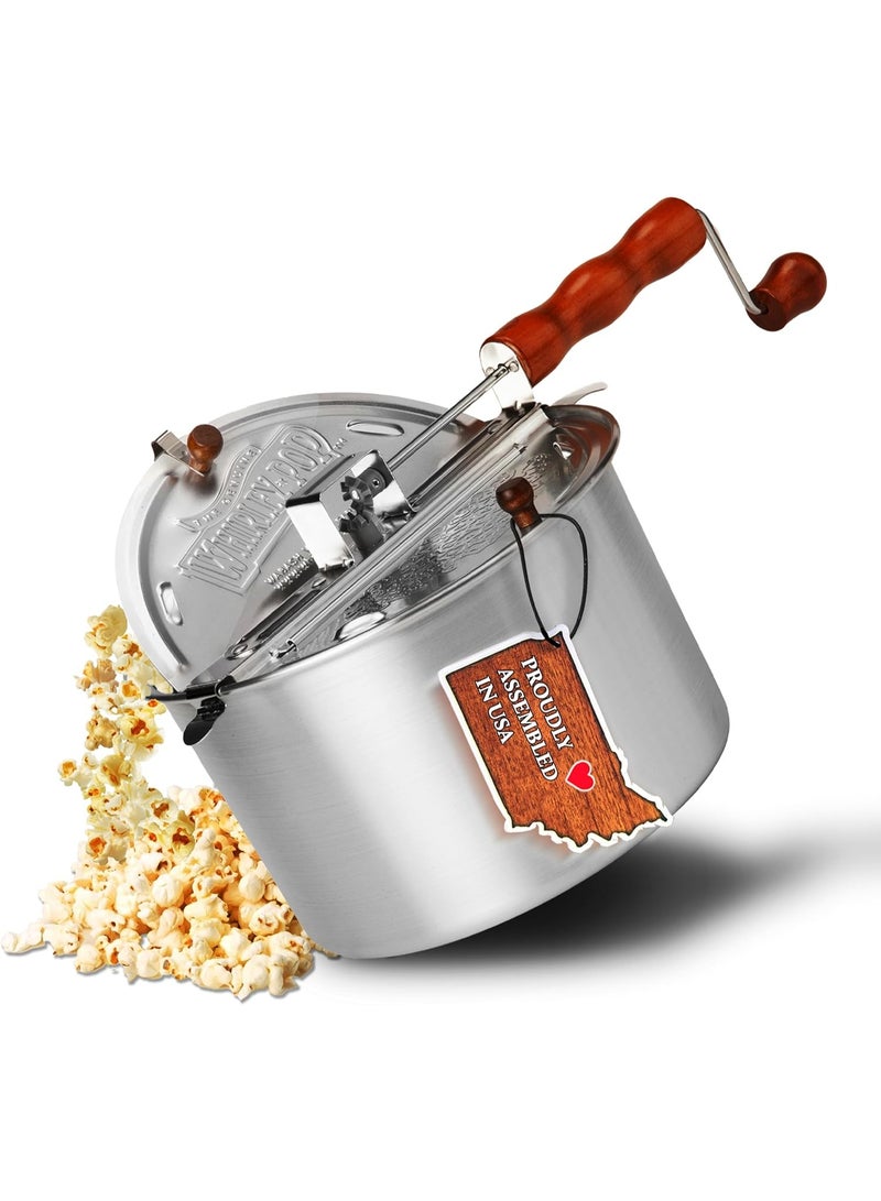 Wabash Valley Farms Original Whirley Pop Popcorn Maker - 6 Quart Stovetop Popcorn Popper With Four Popping Kits, Aluminum Popcorn Pot With Metal Gears, Wabash Valley Farms Stove Top Popcorn Maker, Popcorn Pan (Silver) - Image 2