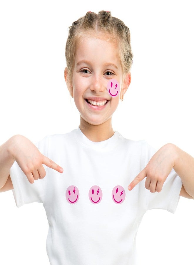 Whaline 1000Pcs Preppy Funny Face Stickers Roll Pink Happy Face Round Decal Stickers Reward Self-Adhesive Sticker for Back to School Teachers Preppy Party Favor Supplies - Image 4