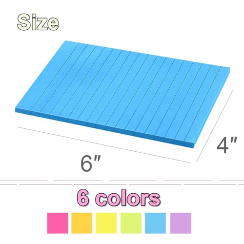 Kozerite (12 Pack) Lined Sticky Notes 4x6 in Ruled Stickies Super Sticking Power Memo Pads Bright Colors - Image 3