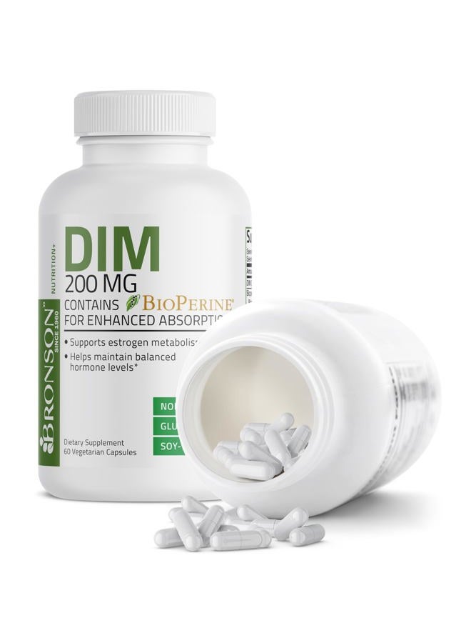 Bronson DIM 200 MG Supplement Diindolymethane with BioPerine for Enhanced Absorption, Estrogen Metabolism & Maintains Balanced Hormone Levels, 60 Vegetarian Capsules - Image 5