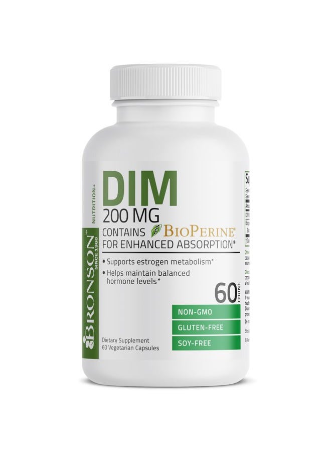 Bronson DIM 200 MG Supplement Diindolymethane with BioPerine for Enhanced Absorption, Estrogen Metabolism & Maintains Balanced Hormone Levels, 60 Vegetarian Capsules - Image 4